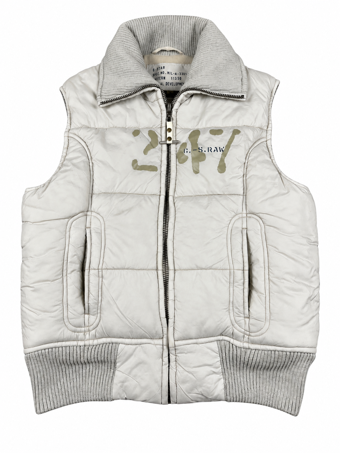 G-Star Puffer Vest Vintage Y2K 2000S "White/Beige" (M)