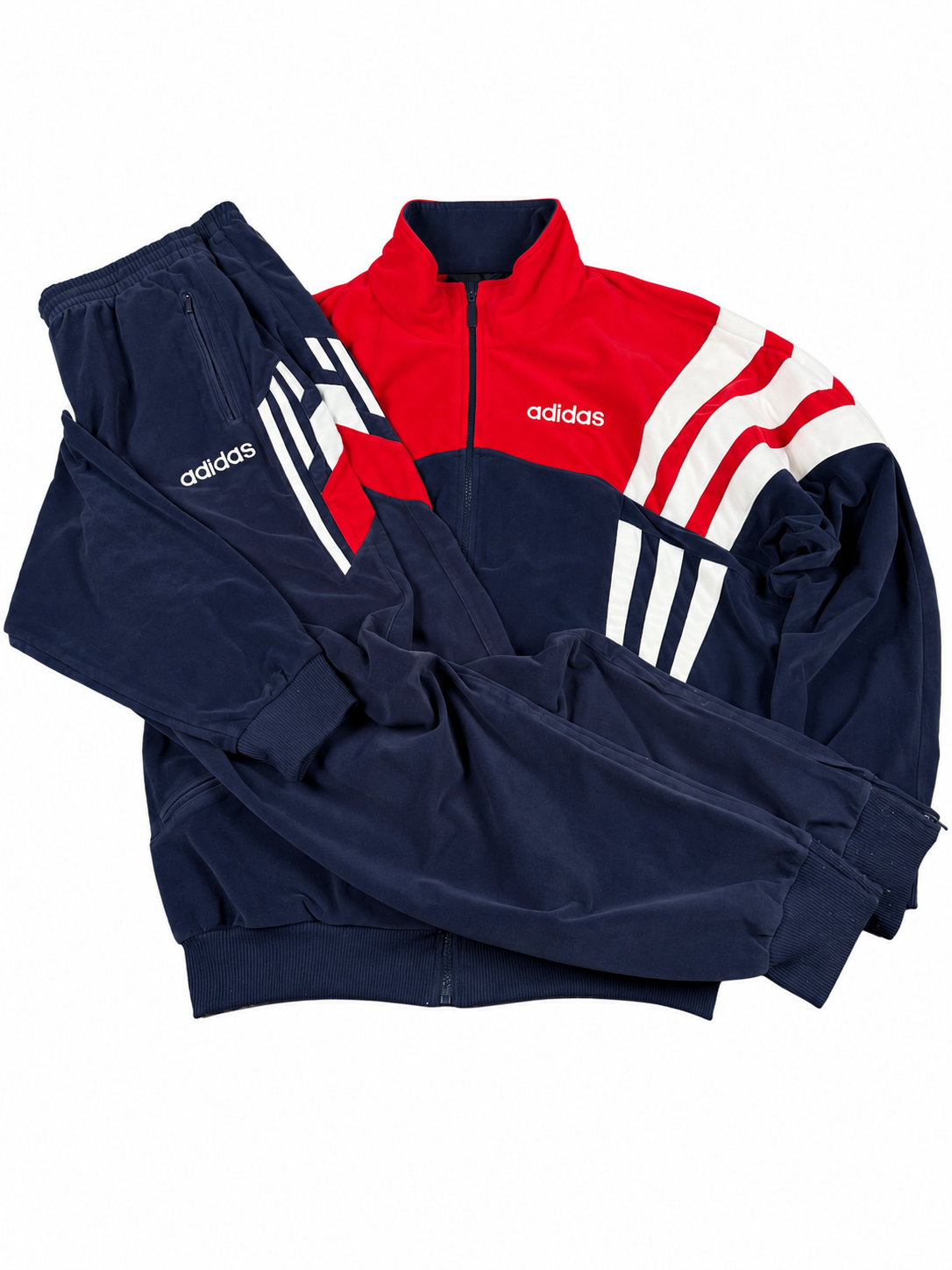 Adidas Tracksuit Vintage Y2K 80s "Navy/Red/White" (L)