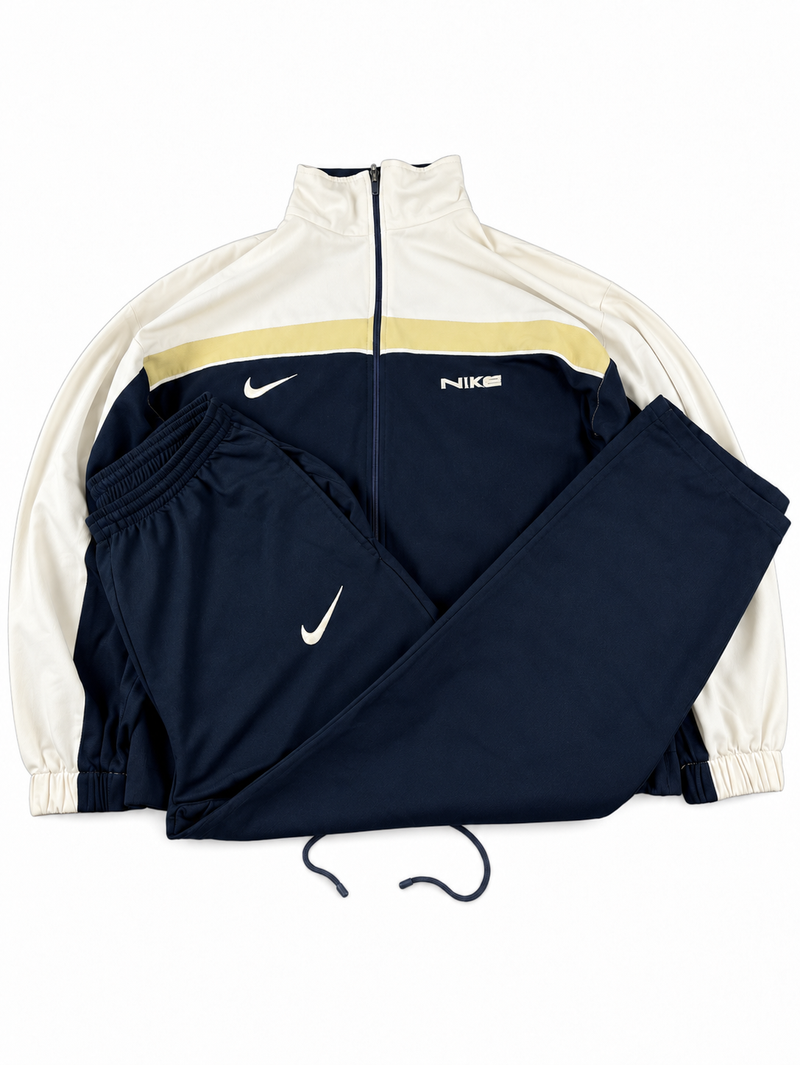 Chándal Nike Vintage Y2K 2000s "Azul marino/Blanco/Beige" (L)