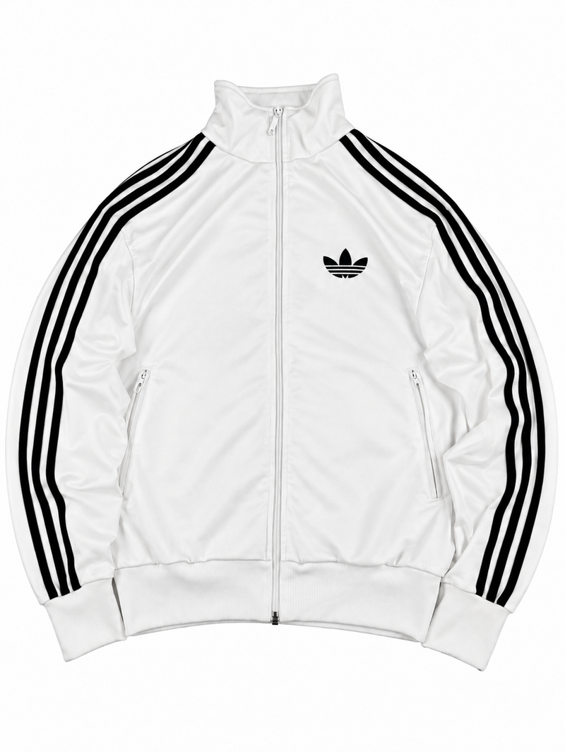 Veste de survêtement Adidas 3 bandes vintage années 2000 « Blanc/Noir » (S)