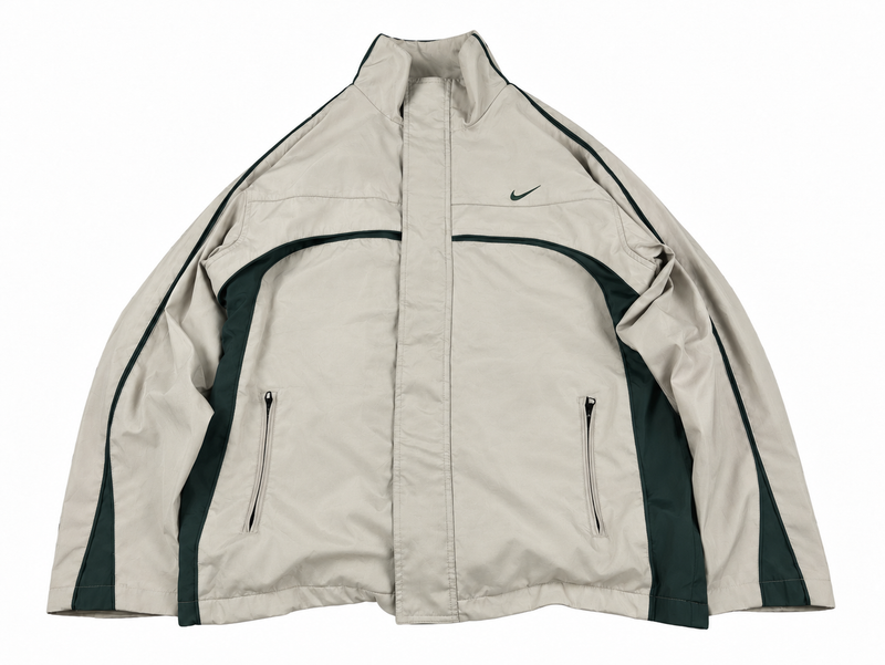 Nike TrackJacket Made in USA Vintage Y2K 2000s "Beig/Green" (L)