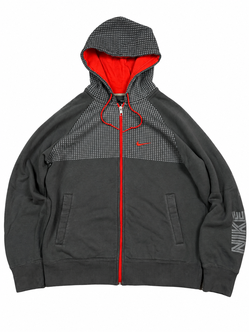 Sweat à capuche Nike vintage années 2000 "Gris/Rouge (L)