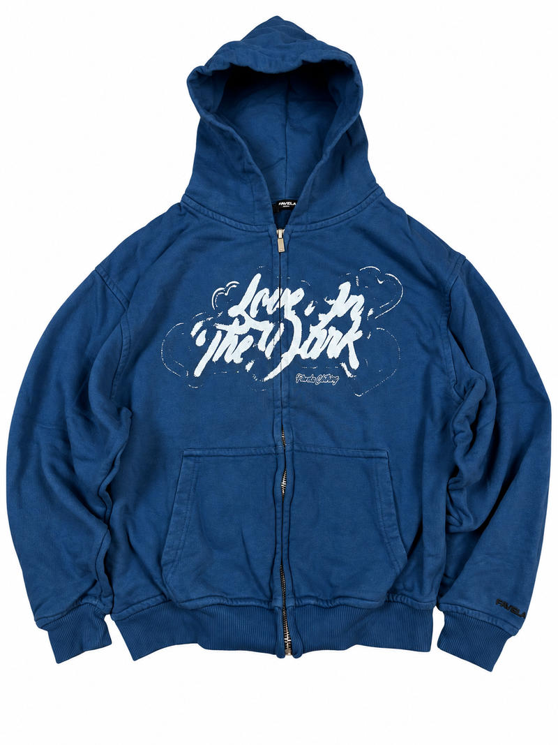 Sweat à capuche vintage Favela Clothing années 2000 "Bleu/Blanc" (S)