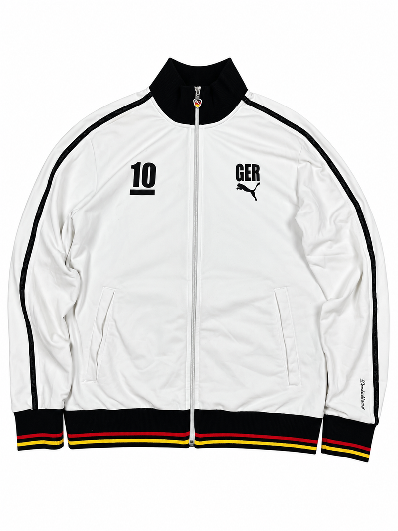 Sweat à capuche/zippé rare Allemagne x Puma vintage années 2000 "Blanc/Noir" (M)