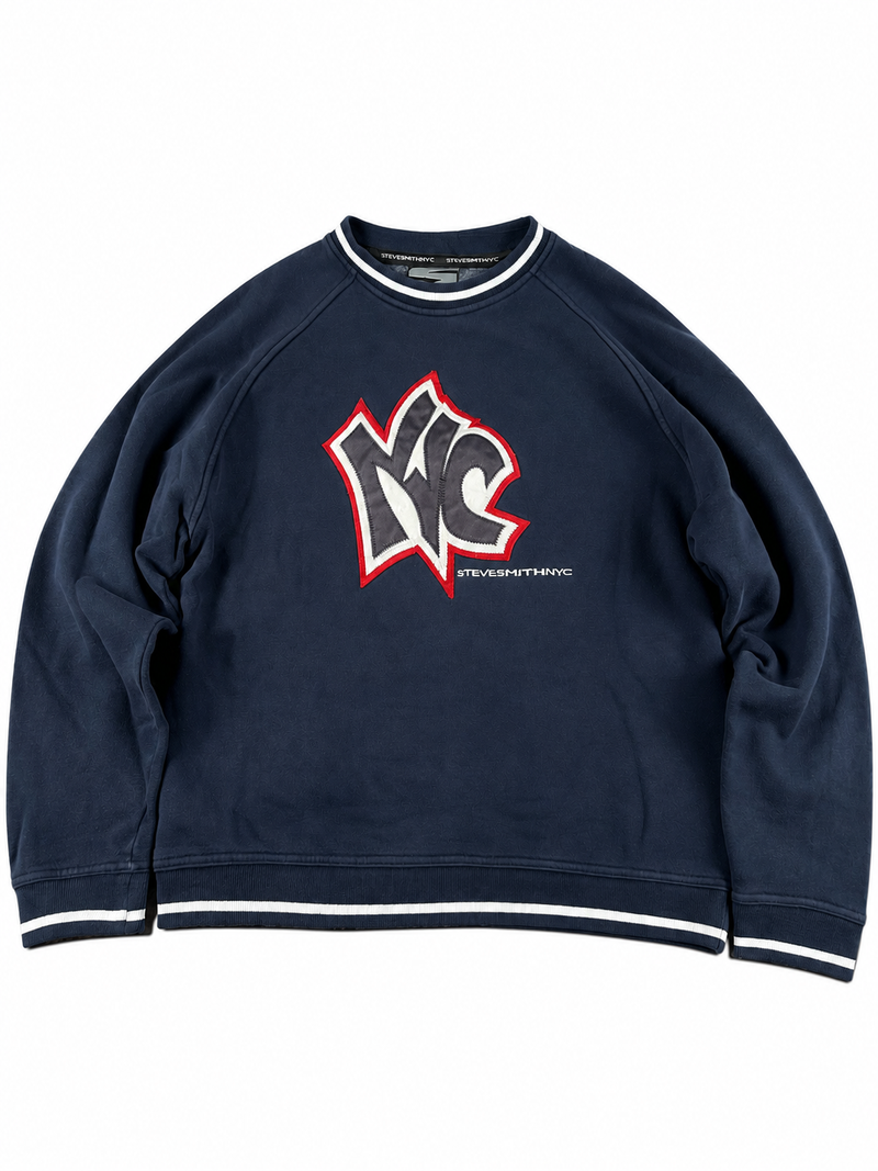 Sweat à capuche Steve Smith NYC vintage des années 2000 "Marine/Blanc" (M)