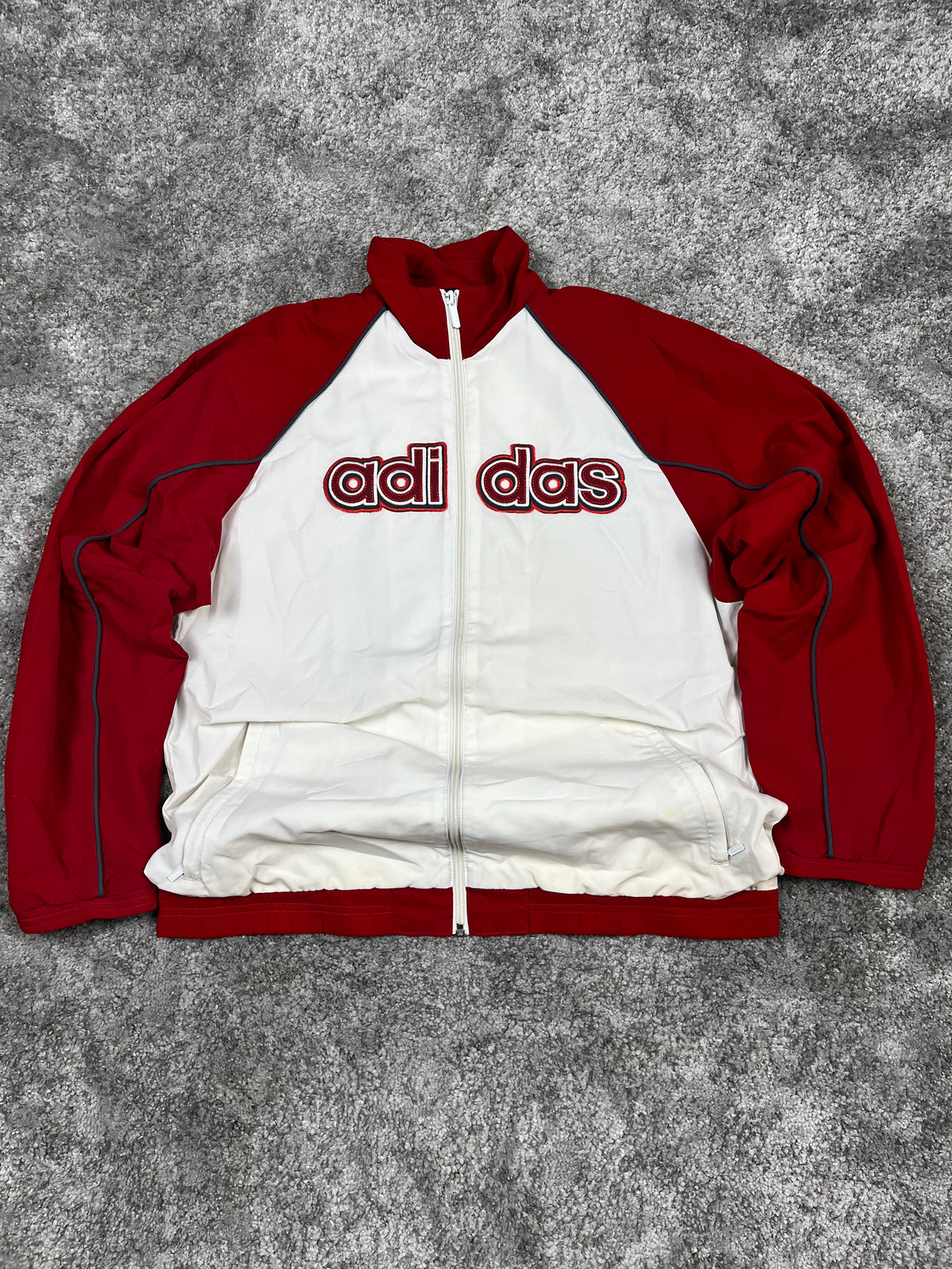 Chaqueta deportiva Adidas Vintage años 2000 "Blanco/Rojo" (M)