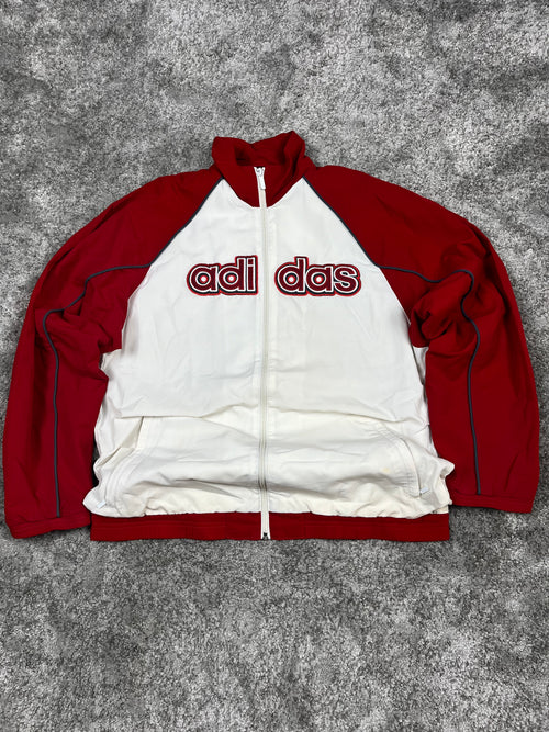 Chaqueta deportiva Adidas Vintage años 2000 "Blanco/Rojo" (M)
