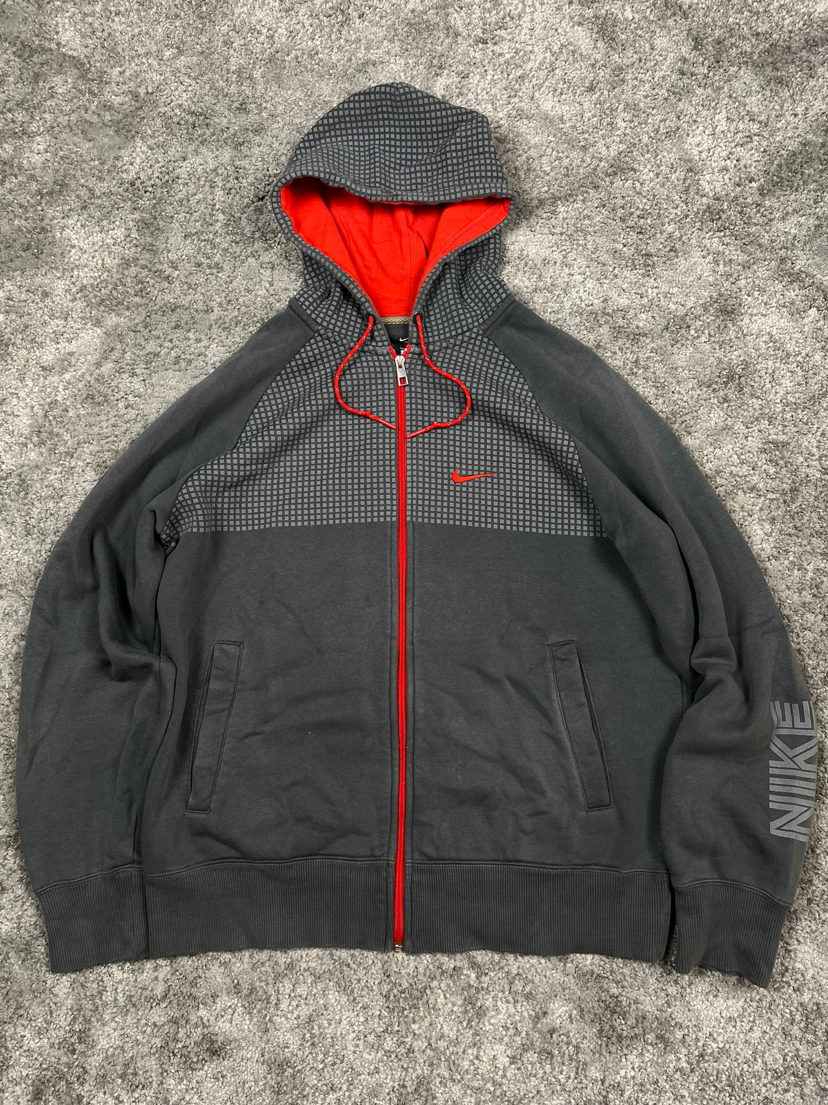 Nike Hoodie Vintage 2000s "Gray/Red (L)