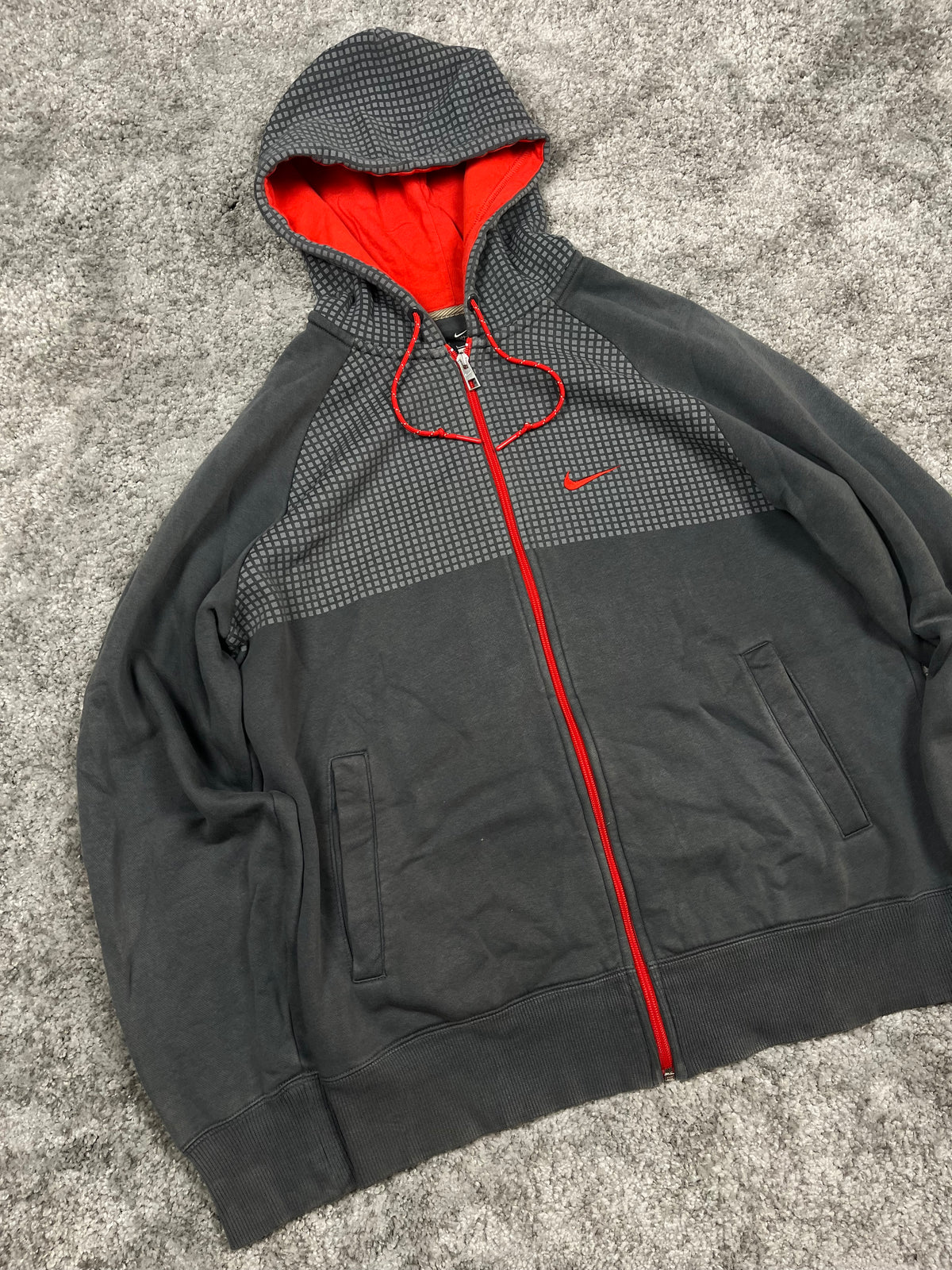 Nike Hoodie Vintage 2000s "Gray/Red (L)