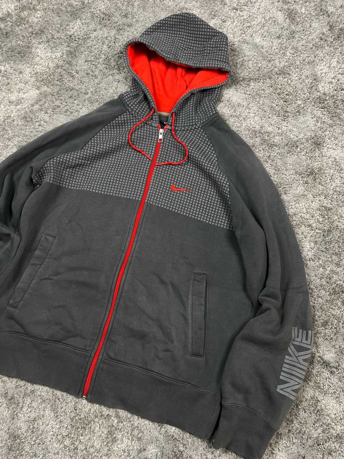 Nike Hoodie Vintage 2000s "Gray/Red (L)