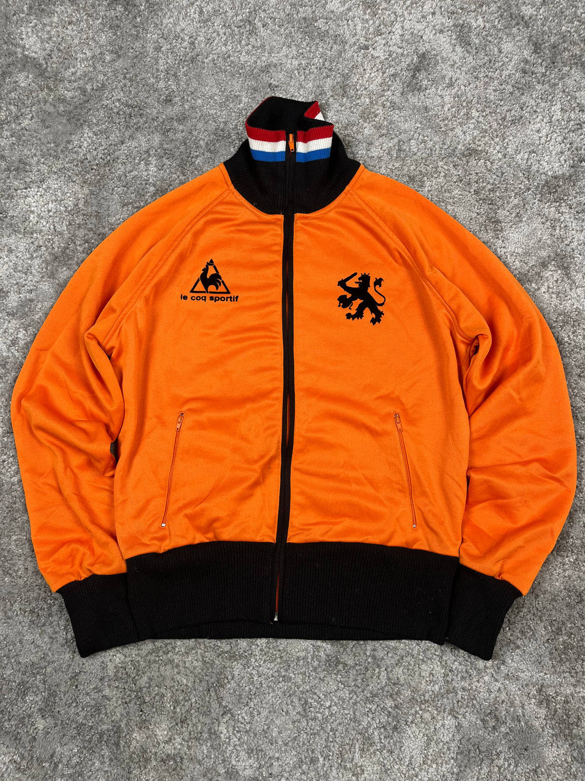 Sudadera con cremallera Le Coq Sportif de los Países Bajos, vintage años 2000, color "naranja" (S)