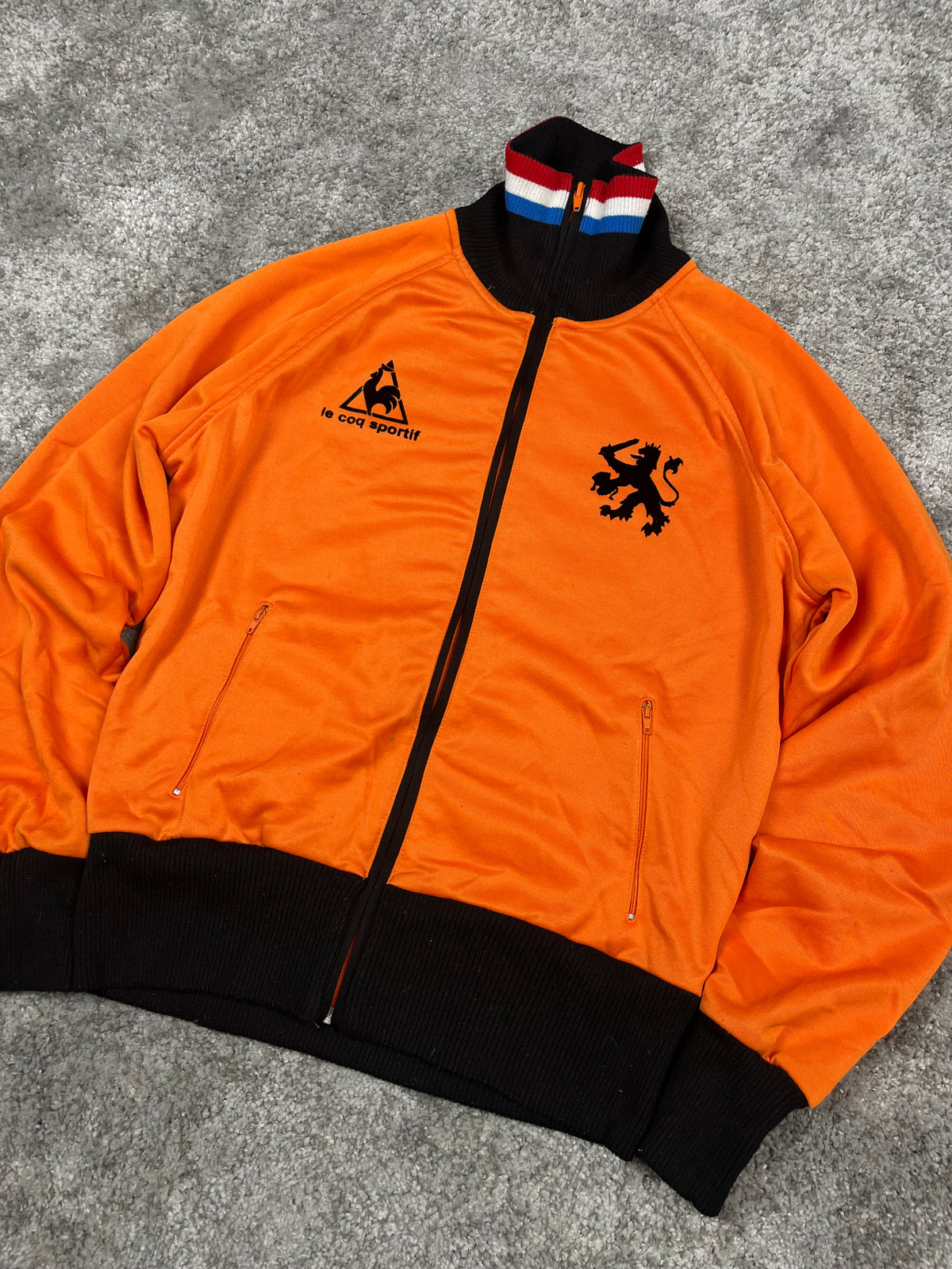 Sudadera con cremallera Le Coq Sportif de los Países Bajos, vintage años 2000, color "naranja" (S)