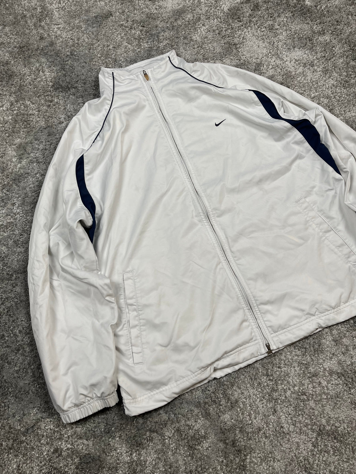 Chaqueta deportiva Nike vintage años 2000 "Blanco/Azul marino" (XL)