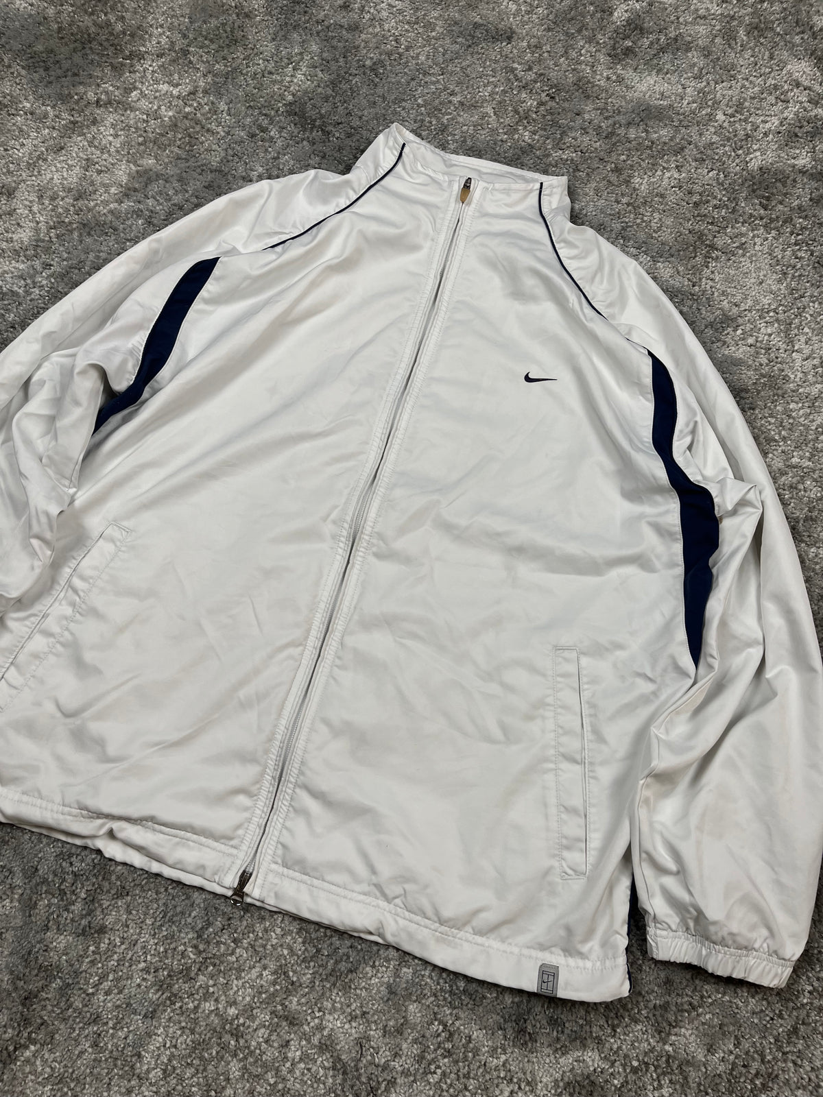Chaqueta deportiva Nike vintage años 2000 "Blanco/Azul marino" (XL)