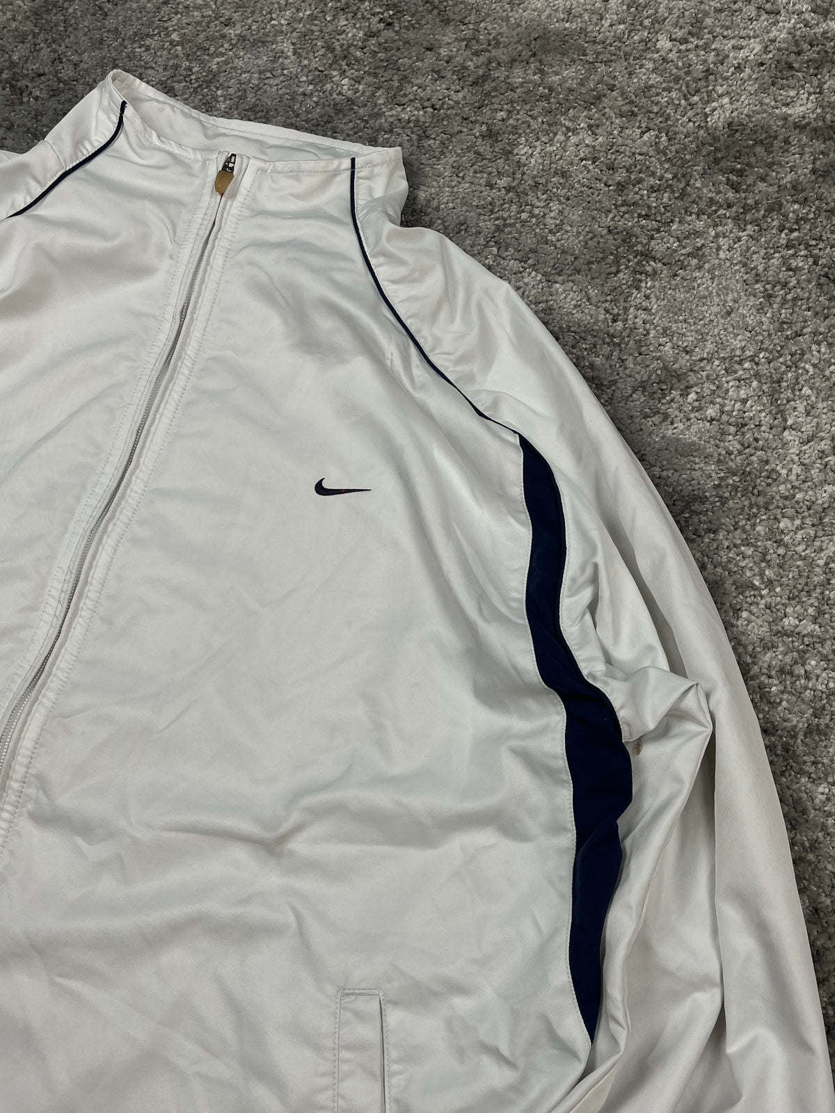 Chaqueta deportiva Nike vintage años 2000 "Blanco/Azul marino" (XL)
