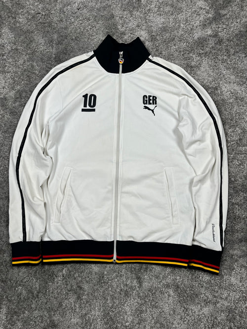 Sweat à capuche/zippé rare Allemagne x Puma vintage années 2000 "Blanc/Noir" (M)