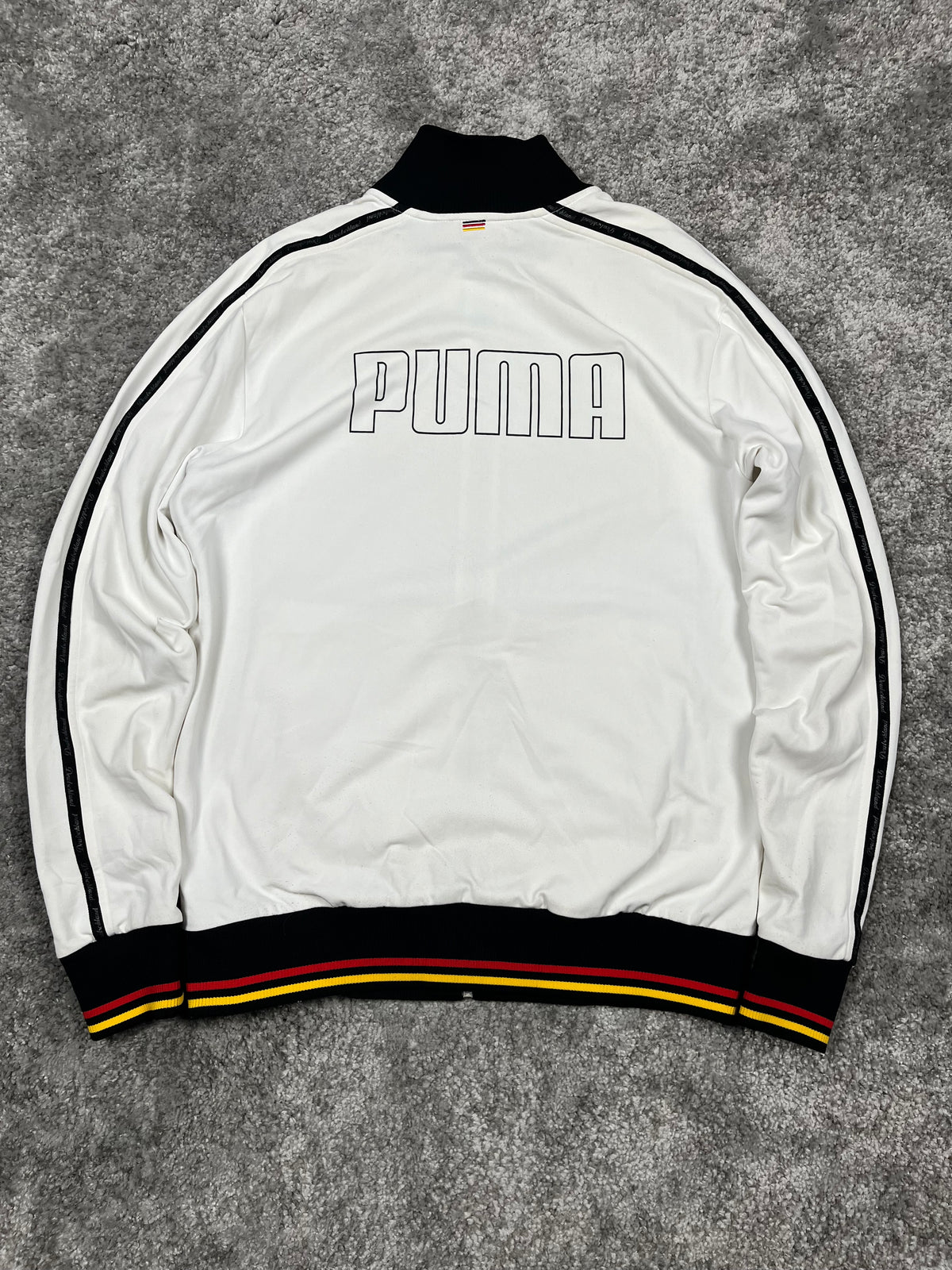 Sudadera/Chaqueta con cremallera Alemania x Puma, vintage años 2000, rara, "Blanco/Negro" (M)