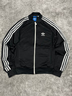 Sudadera con cremallera y capucha Adidas 3 bandas vintage años 2000 "Negro/Blanco" (S)