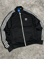 Sudadera con cremallera y capucha Adidas 3 bandas vintage años 2000 "Negro/Blanco" (S)