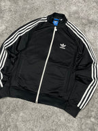 Sudadera con cremallera y capucha Adidas 3 bandas vintage años 2000 "Negro/Blanco" (S)