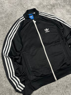 Sudadera con cremallera y capucha Adidas 3 bandas vintage años 2000 "Negro/Blanco" (S)