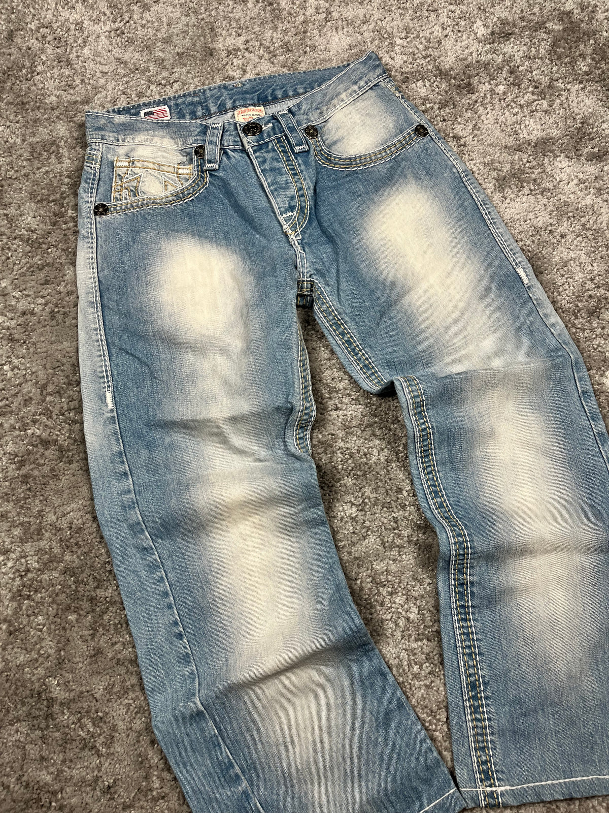 Jeans True Religion Y2K Baggy Streetwear "Denim" Estampado (30/40/S)