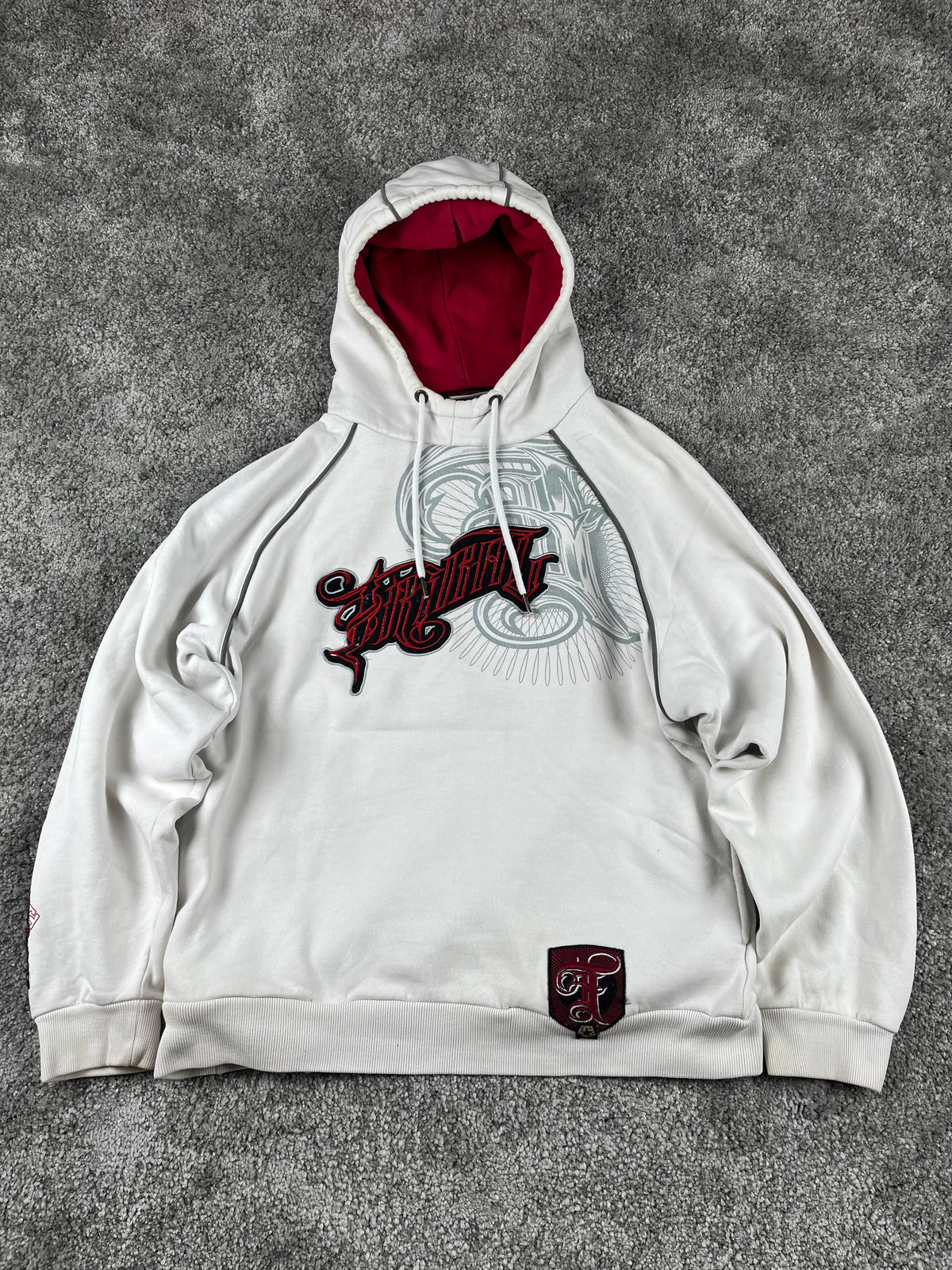 Tribal Hoodie Vintage 2000s "White/Red/Black" (L)