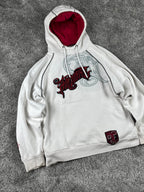 Sweat à capuche Tribal vintage années 2000 "Blanc/Rouge/Noir" (L)