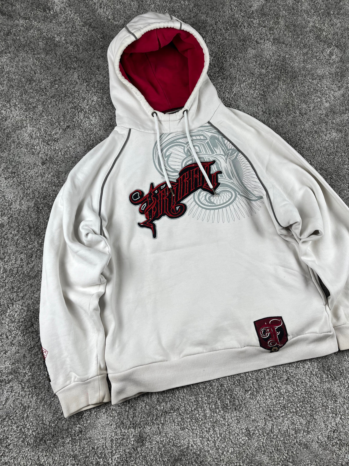 Tribal Hoodie Vintage 2000s "White/Red/Black" (L)