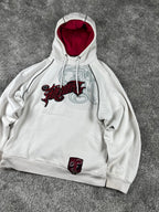 Sweat à capuche Tribal vintage années 2000 "Blanc/Rouge/Noir" (L)