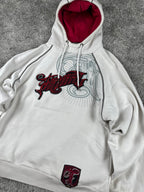 Sweat à capuche Tribal vintage années 2000 "Blanc/Rouge/Noir" (L)