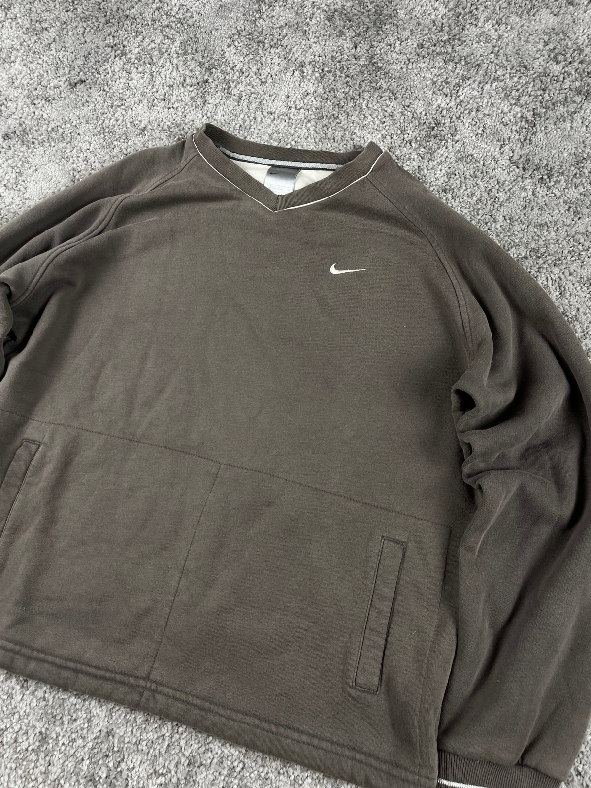 Sweat à capuche Nike vintage années 2000 "Marron/Blanc" (M)