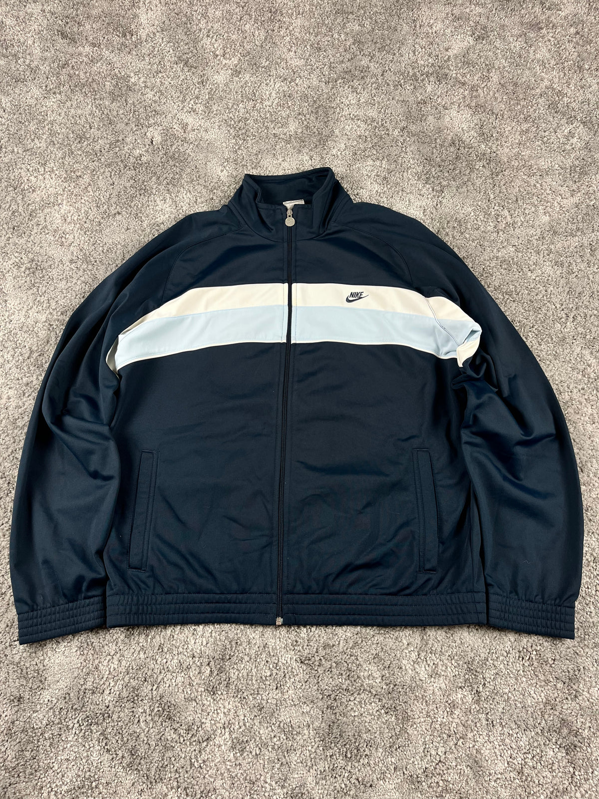 Sudadera con cremallera Nike vintage años 2000 "Azul marino/Blanco" (M)