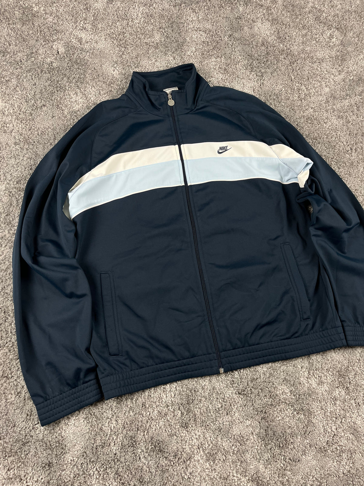 Sudadera con cremallera Nike vintage años 2000 "Azul marino/Blanco" (M)