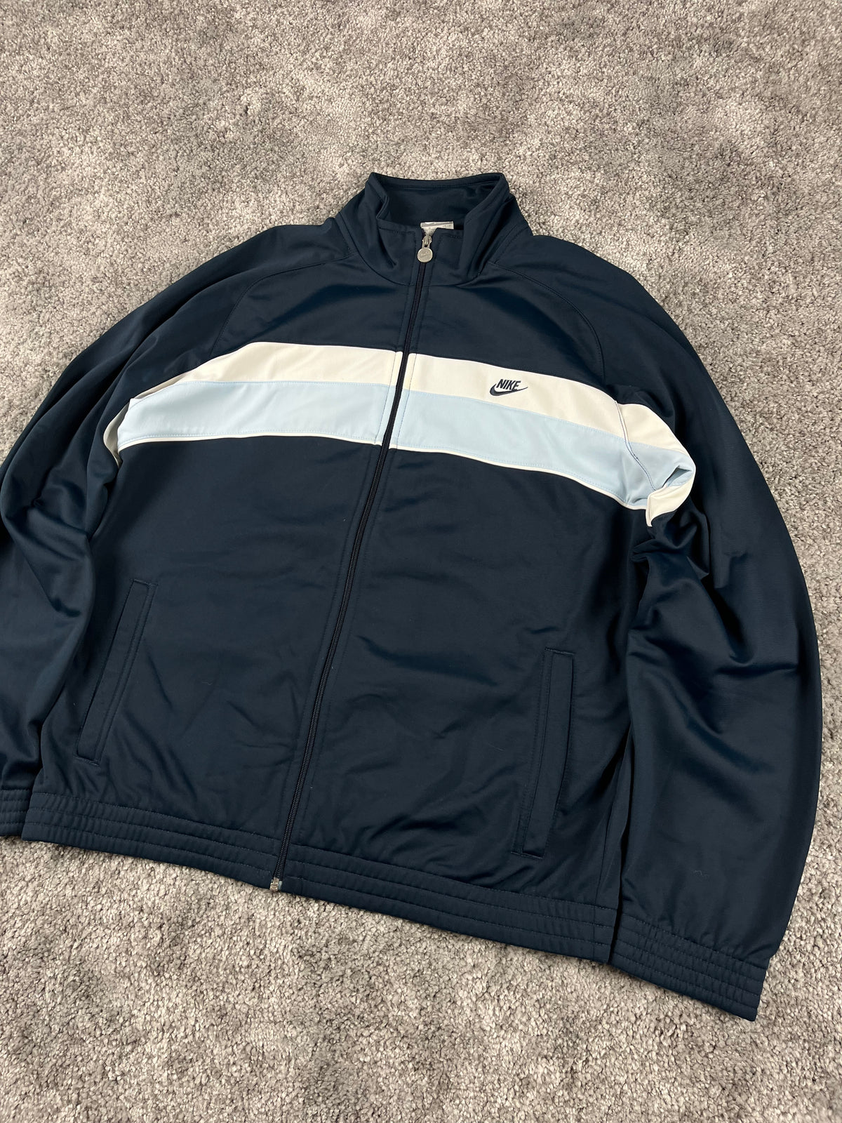 Sudadera con cremallera Nike vintage años 2000 "Azul marino/Blanco" (M)