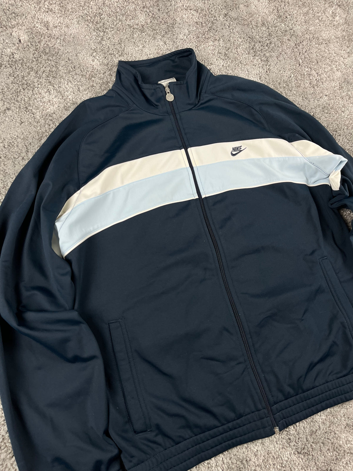 Sudadera con cremallera Nike vintage años 2000 "Azul marino/Blanco" (M)