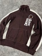 Sweat à capuche zippé Diesel vintage années 2000 "Marron/Blanc" (M)