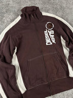 Sweat à capuche zippé Diesel vintage années 2000 "Marron/Blanc" (M)