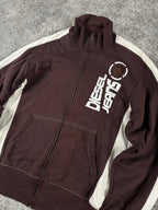 Sweat à capuche zippé Diesel vintage années 2000 "Marron/Blanc" (M)