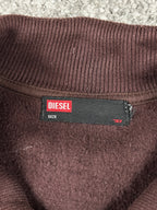 Sweat à capuche zippé Diesel vintage années 2000 "Marron/Blanc" (M)