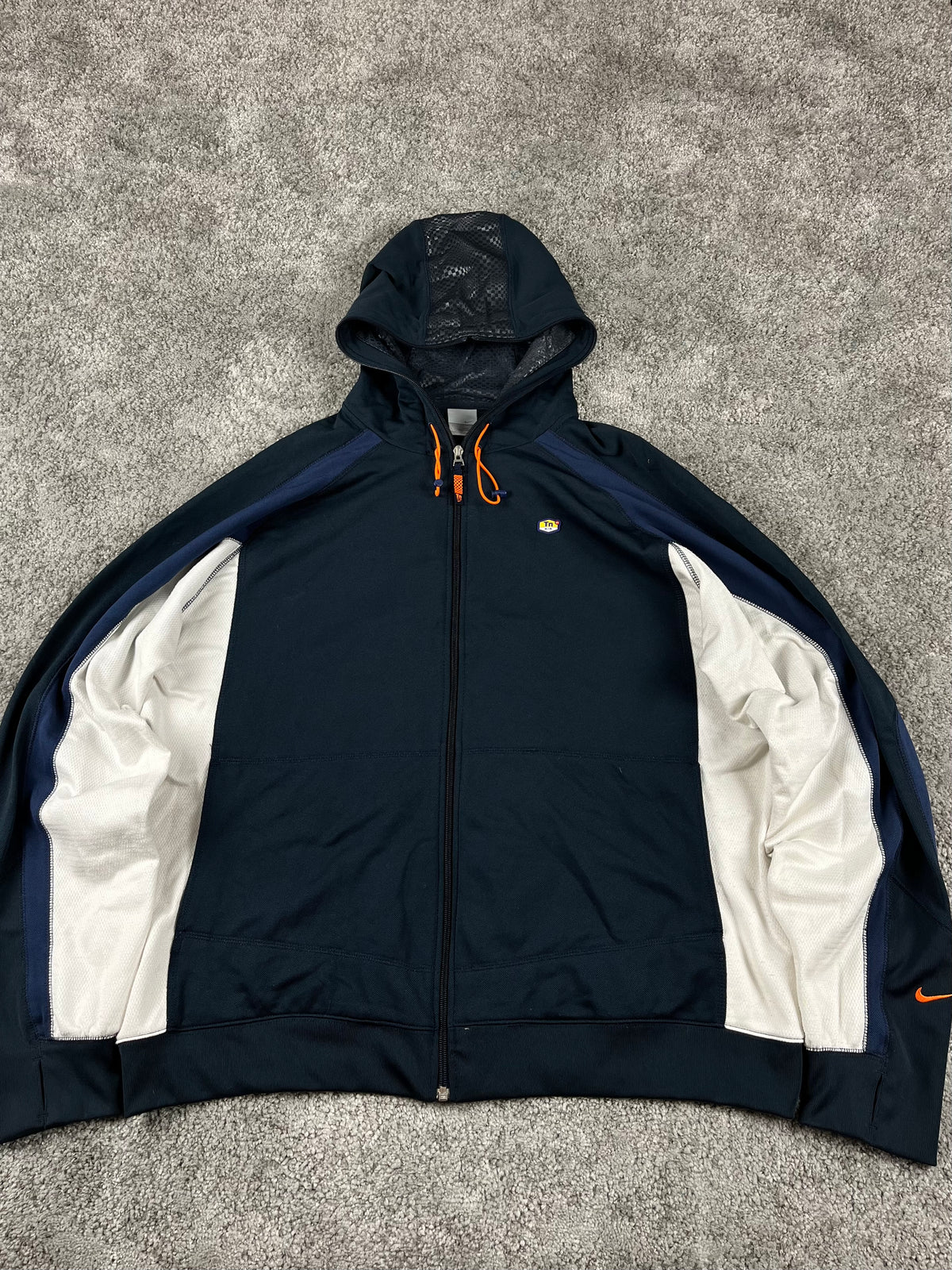 Sudadera con cremallera/capucha Nike TN vintage años 2000 "Azul marino/Blanco" (XXL)