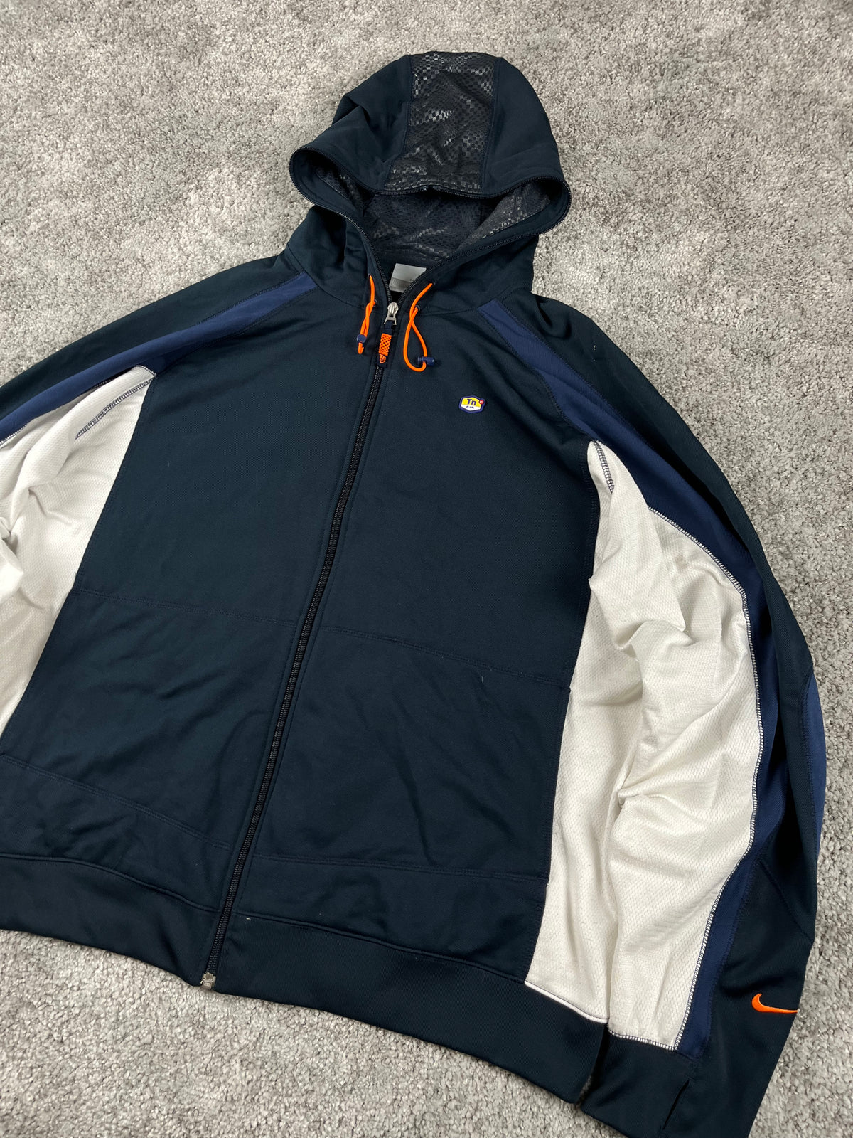 Sudadera con cremallera/capucha Nike TN vintage años 2000 "Azul marino/Blanco" (XXL)