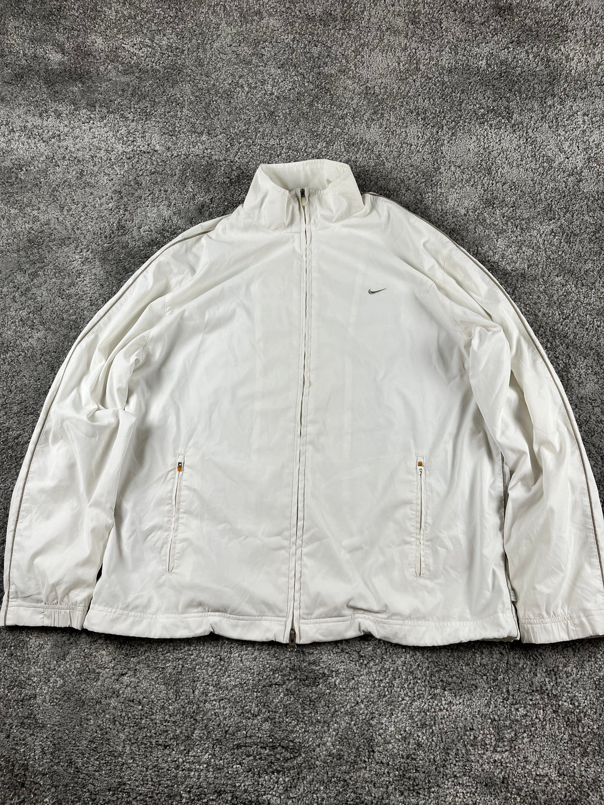 Chaqueta deportiva Nike Vintage de doble cremallera años 2000 "Blanco/Beige" (XL)