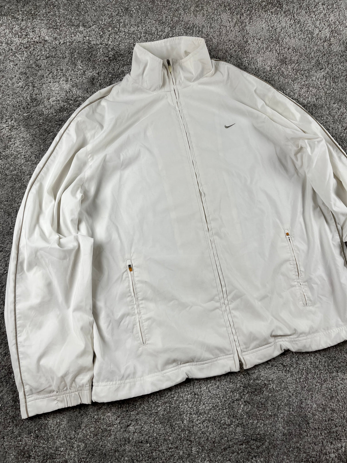 Chaqueta deportiva Nike Vintage de doble cremallera años 2000 "Blanco/Beige" (XL)