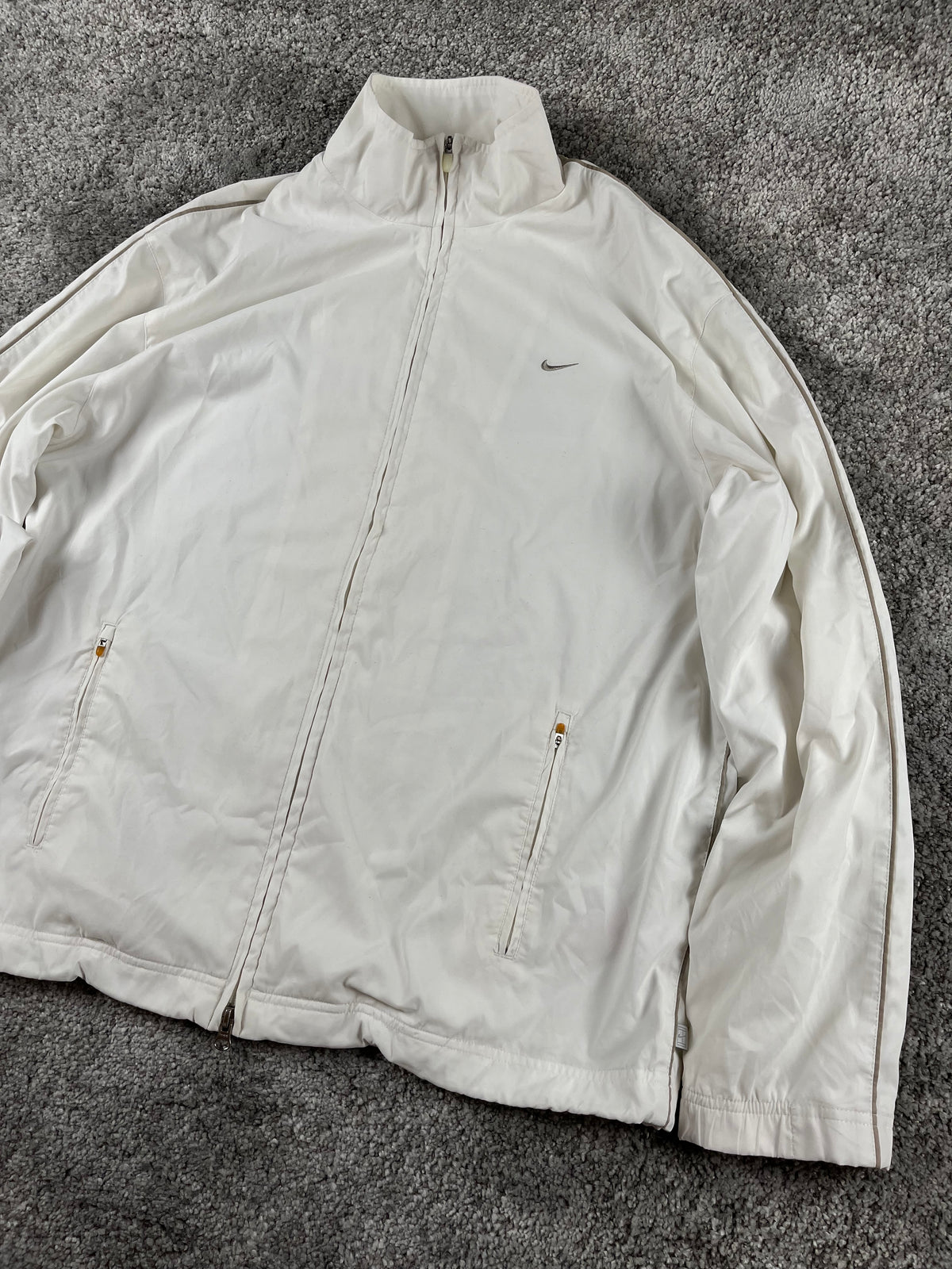 Chaqueta deportiva Nike Vintage de doble cremallera años 2000 "Blanco/Beige" (XL)