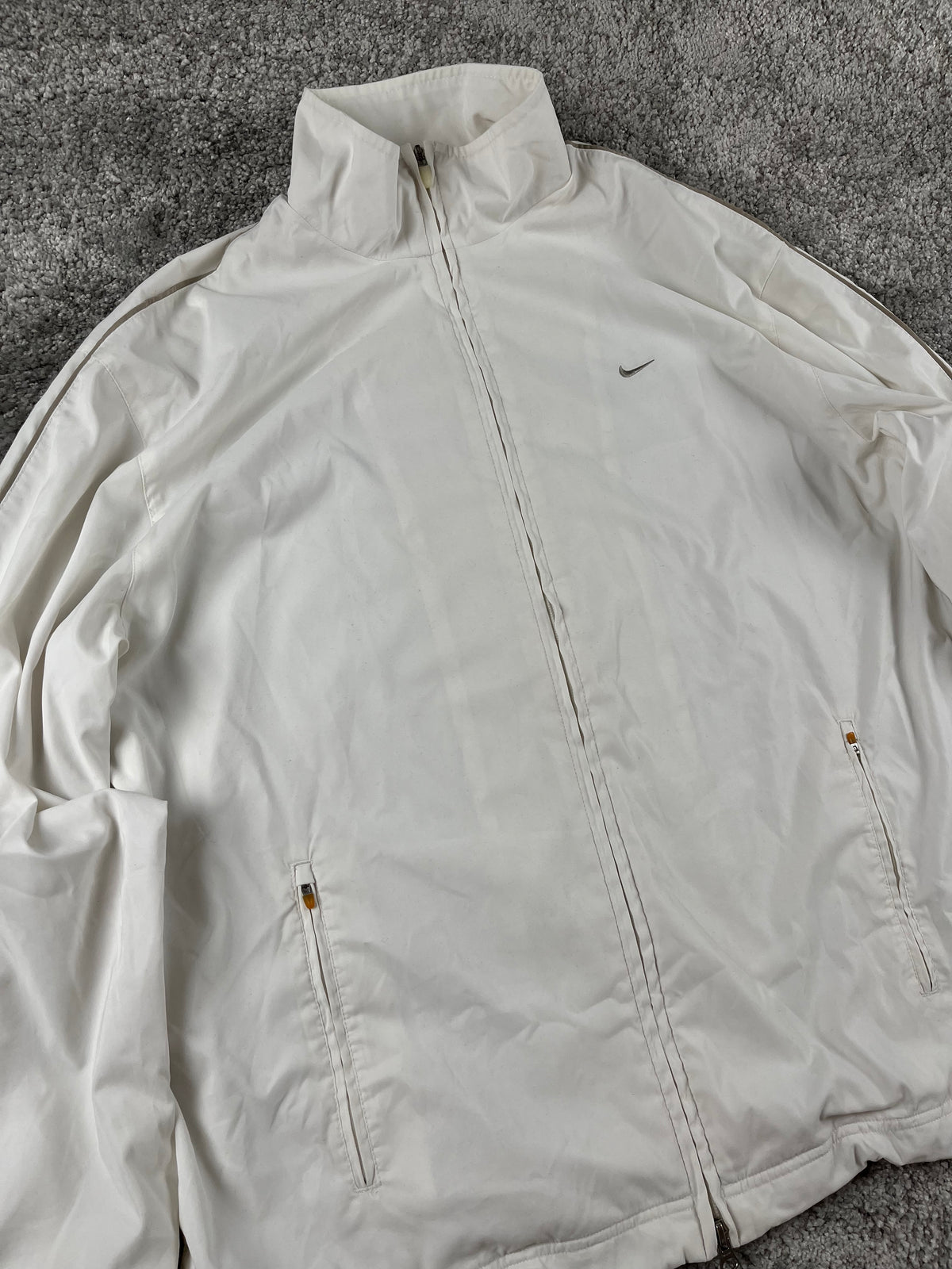Chaqueta deportiva Nike Vintage de doble cremallera años 2000 "Blanco/Beige" (XL)