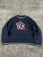 Sweat à capuche Steve Smith NYC vintage des années 2000 "Marine/Blanc" (M)