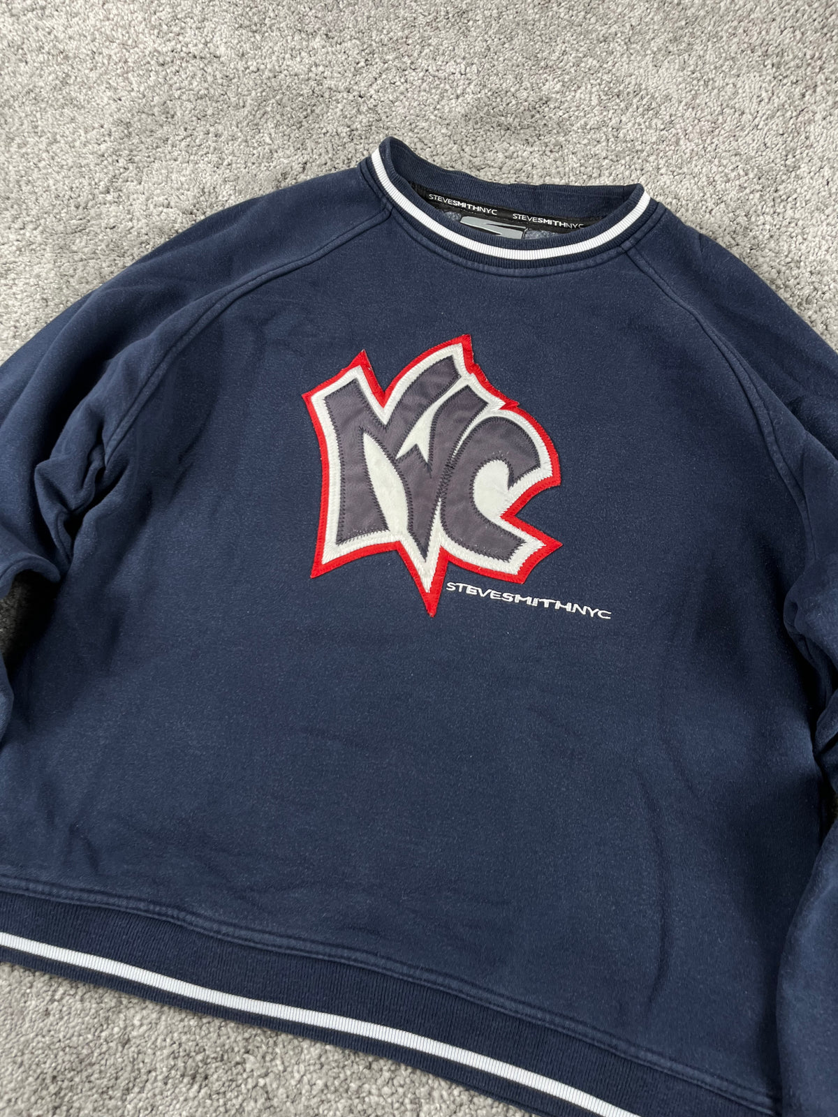 Sweat à capuche Steve Smith NYC vintage des années 2000 "Marine/Blanc" (M)