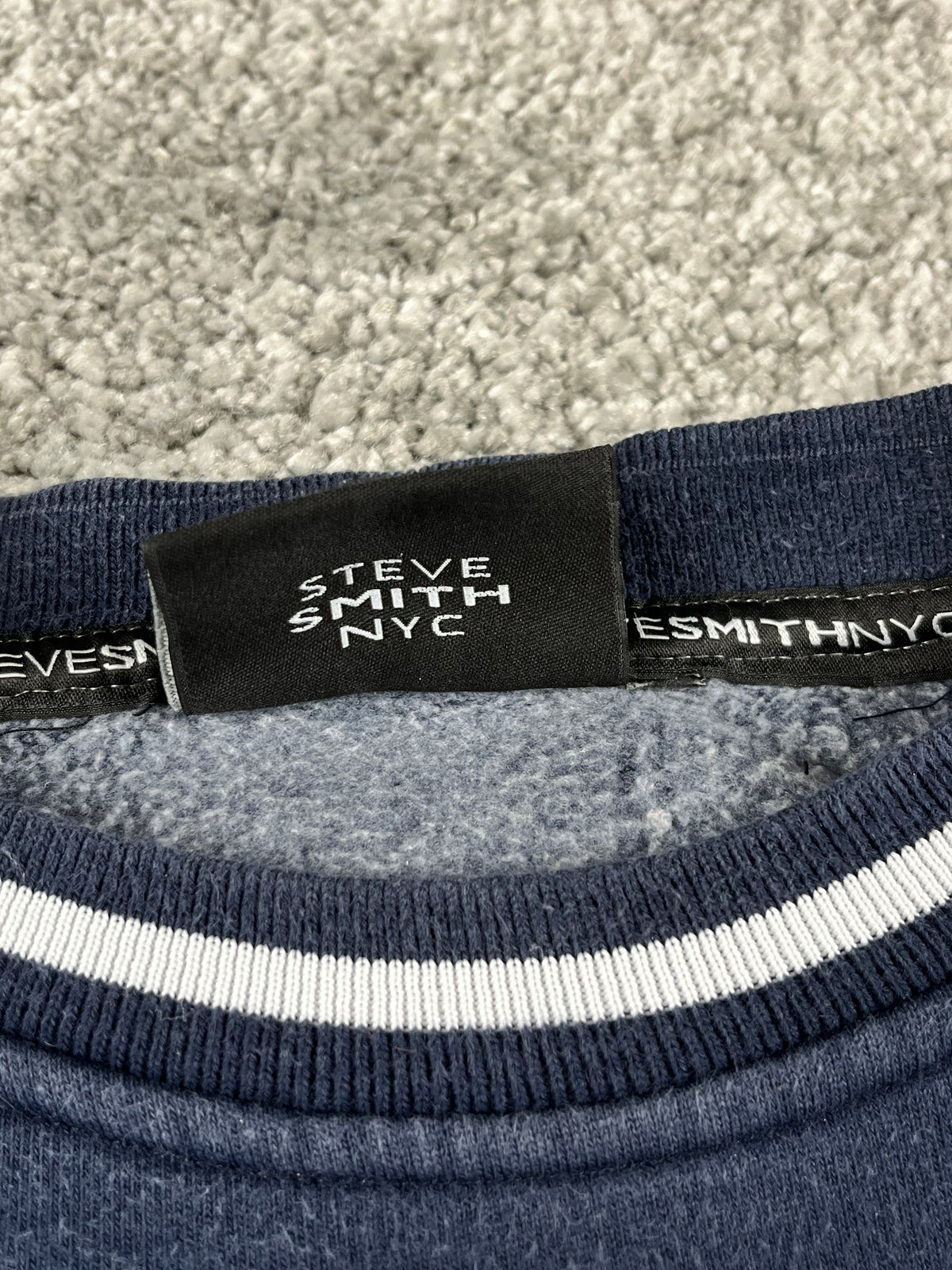 Sweat à capuche Steve Smith NYC vintage des années 2000 "Marine/Blanc" (M)
