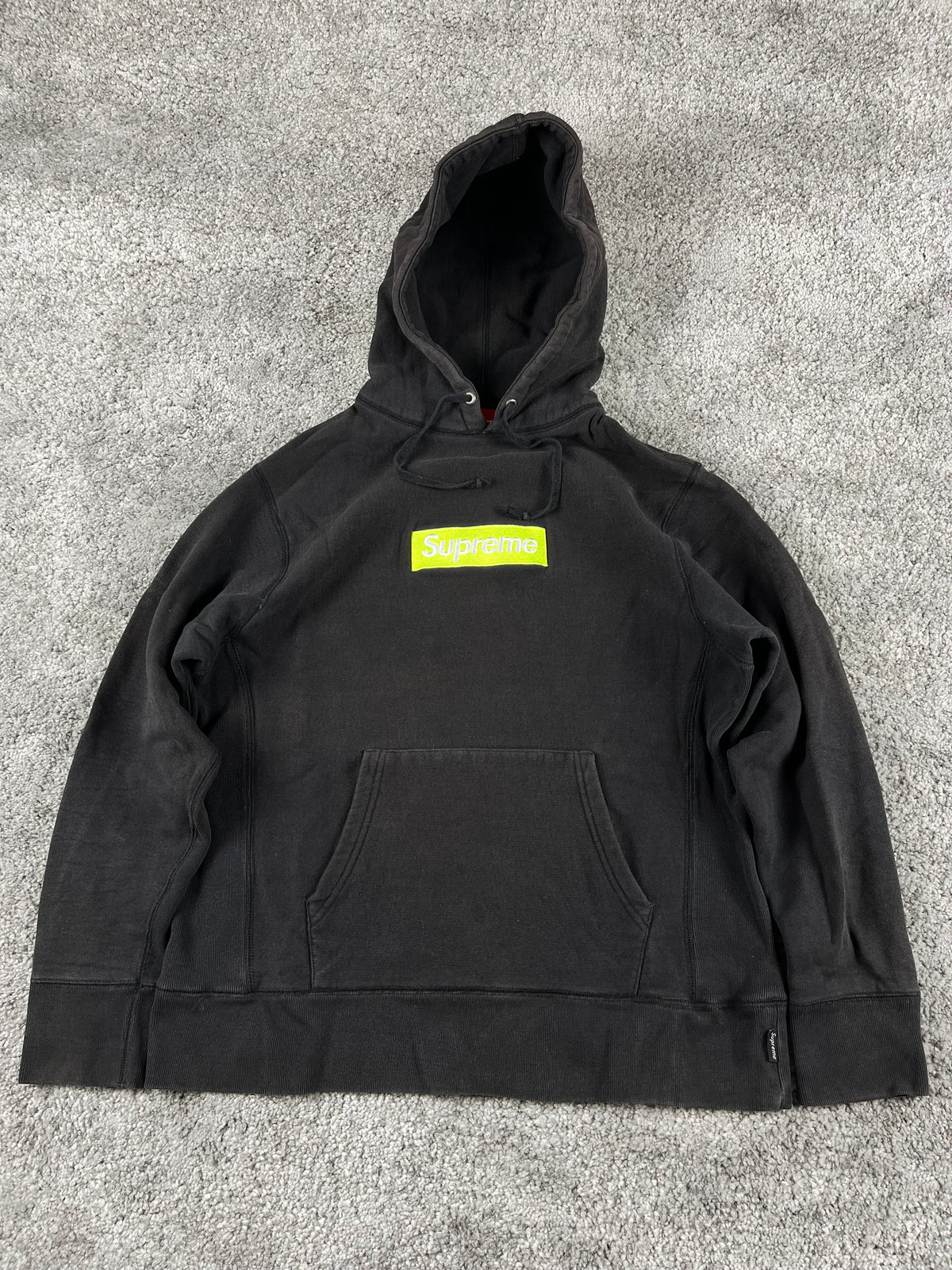 Supreme Box Logo Hooded Sweatshirt FW17 Black / Lime (M)